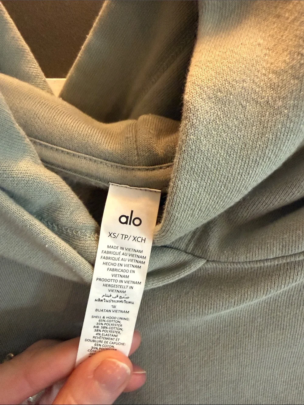 ALO Yoga Cropped Olive Hoodie